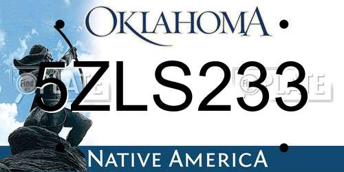 5ZLS233 Oklahoma License Plate