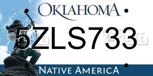 5ZLS733 Oklahoma License Plate