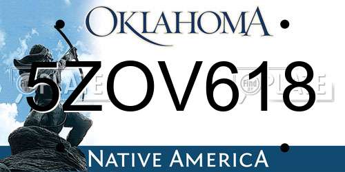 5ZOV618 Oklahoma License Plate