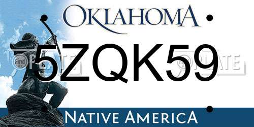 5ZQK59 Oklahoma License Plate
