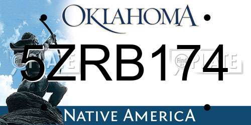 5ZRB174 Oklahoma License Plate