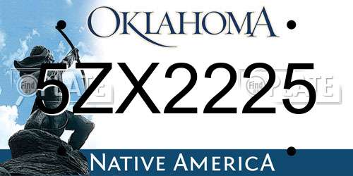 5ZX2225 Oklahoma License Plate
