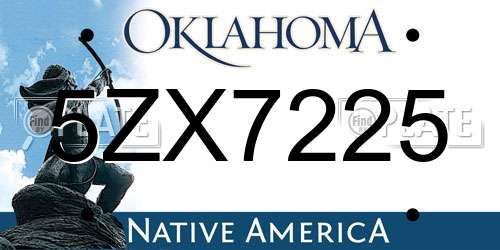 5ZX7225 Oklahoma License Plate