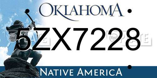 5ZX7228 Oklahoma License Plate