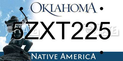 5ZXT225 Oklahoma License Plate