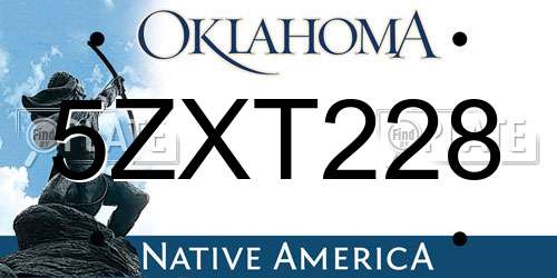 5ZXT228 Oklahoma License Plate