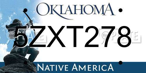 5ZXT278 Oklahoma License Plate