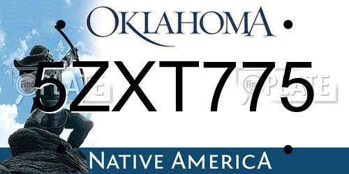 5ZXT775 Oklahoma License Plate