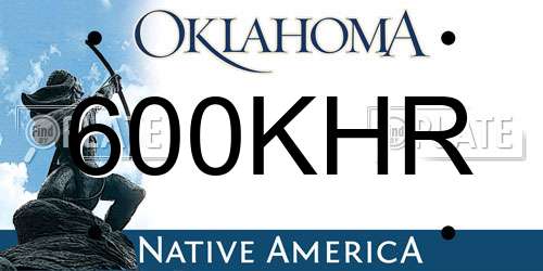600KHR Oklahoma License Plate