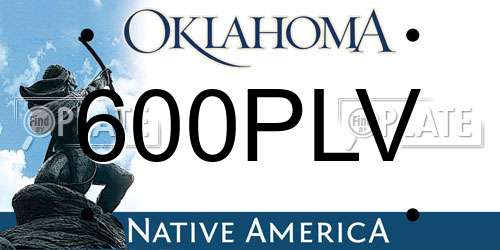 600PLV Oklahoma License Plate