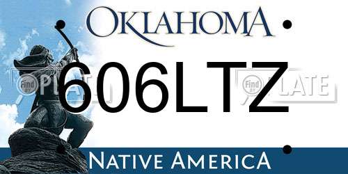 606LTZ Oklahoma License Plate