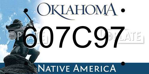 607C97 Oklahoma License Plate