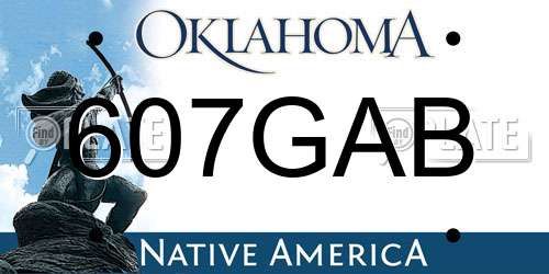 607GAB Oklahoma License Plate