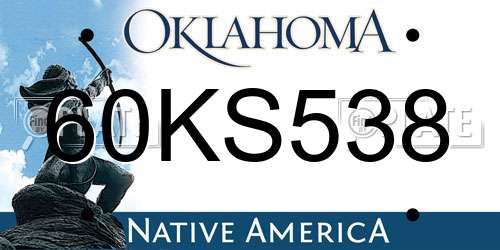 60KS538 Oklahoma License Plate