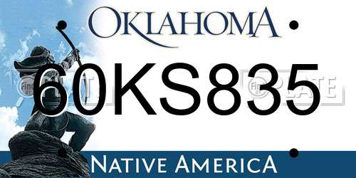 60KS835 Oklahoma License Plate
