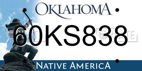 60KS838 Oklahoma License Plate