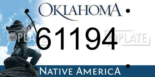 61194 Oklahoma License Plate