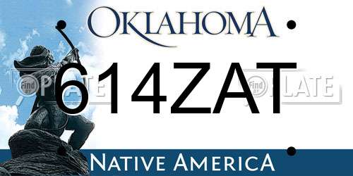 614ZAT Oklahoma License Plate