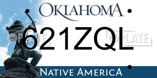 621ZQL Oklahoma License Plate