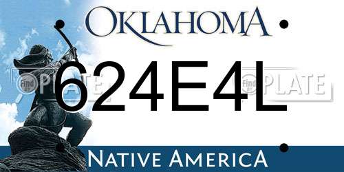 624E4L Oklahoma License Plate