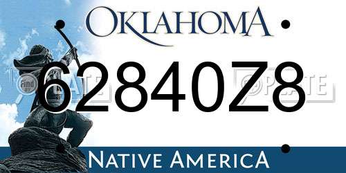 62840Z8 Oklahoma License Plate