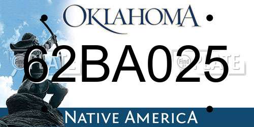 62BA025 Oklahoma License Plate
