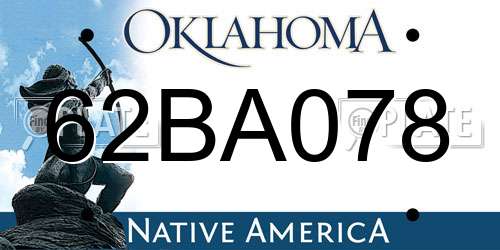 62BA078 Oklahoma License Plate