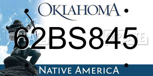 62BS845 Oklahoma License Plate