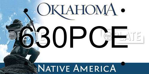 630PCE Oklahoma License Plate
