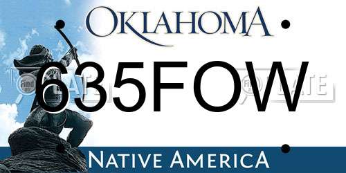 635FOW Oklahoma License Plate