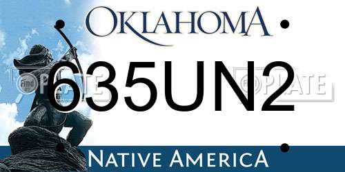 635UN2 Oklahoma License Plate