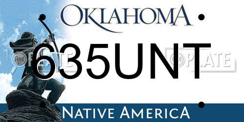 635UNT Oklahoma License Plate