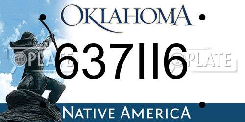 637II6 Oklahoma License Plate