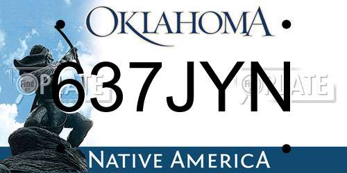637JYN Oklahoma License Plate