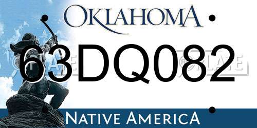 63DQ082 Oklahoma License Plate