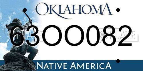 63OO082 Oklahoma License Plate