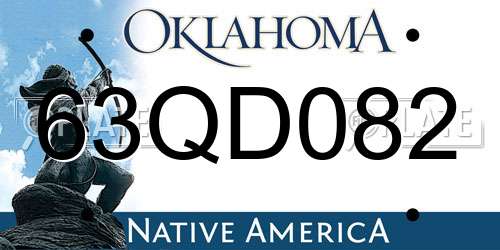 63QD082 Oklahoma License Plate