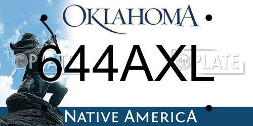 644AXL Oklahoma License Plate