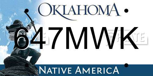 647MWK Oklahoma License Plate