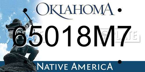 65018M7 Oklahoma License Plate