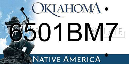 6501BM7 Oklahoma License Plate