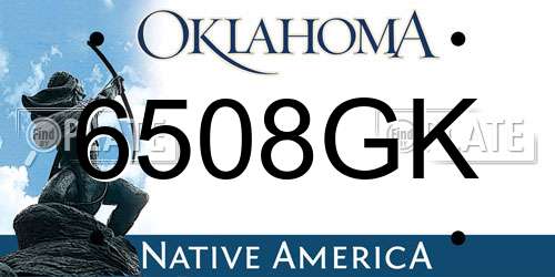 6508GK Oklahoma License Plate