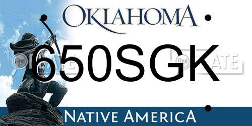 650SGK Oklahoma License Plate