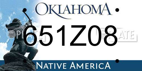 651Z08 Oklahoma License Plate