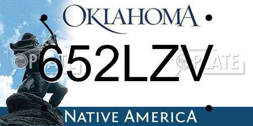 652LZV Oklahoma License Plate