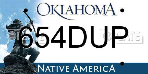 654DUP Oklahoma License Plate