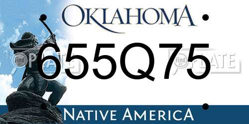 655Q75 Oklahoma License Plate