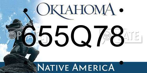 655Q78 Oklahoma License Plate