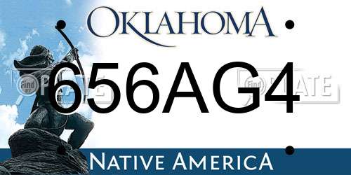 656AG4 Oklahoma License Plate