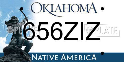656ZIZ Oklahoma License Plate